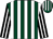 Dark green and white stripes, black and white striped sleeves (Simon Clarke & Sisters)