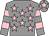 Grey, pink stars, hooped sleeves and star on cap (Mrs C D Poulton)