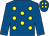 Royal blue, yellow spots, royal blue sleeves (Mr Brendan McNicholas)