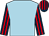Light blue, dark blue and red striped sleeves and cap (Miss M I MacGregor)