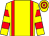 Yellow, red braces, hooped sleeves and cap (Mr I A Low & Mr J S English)