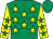 Emerald green, yellow stars, yellow sleeves, emerald green stars, emerald green cap (Vitality Cbd Partnership)