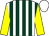 White and dark green stripes, yellow sleeves, white cap (Trevor & Linda Marlow)