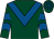 Dark green, royal blue chevron, royal blue chevrons on sleeves, hooped cap (Carol Hogan & Eric Newnham)