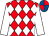 Red & white diamonds, white sleeves, red & royal blue quartered cap (Rodney Arthur)