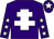 Purple, white cross of lorraine, purple sleeves, white stars, purple cap, white star (Arrathorne Racing Club)