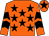 Orange, black stars, chevrons on sleeves, orange cap, black star (The Pres Partnership)