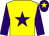 Yellow, purple star & sleeves, purple cap, yellow star (Ms Teresa Atkinson)