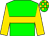 Green, gold hoop and sleeves, check cap (The Steel Bonnets)