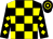 Black and yellow check, diamonds on sleeves, hooped cap (Mr C N Herman)