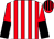 Red and white stripes, red and black halved sleeves, red and black striped cap (Paul Cairns Racing Limited)