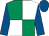 Emerald green and white (quartered), royal blue sleeves and cap (Ms G E Morgan)