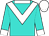 Turquoise, white chevron, turquoise sleeves, white collar, cuffs and cap (Miss A C De Klerk)