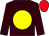 Brown, yellow disc, red cap (Mrs Caroline Robinson)