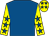 Royal blue, yellow sleeves, royal blue stars, yellow cap, royal blue stars (P J Rooney)