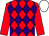 Red & purple diamonds, red sleeves, white cap (Andrews Syndicate)