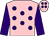 Pink, purple spots, sleeves and spots on cap (Mrs I Eavis)
