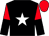 Black, white star, red and black halved sleeves, red cap (Victor Scott And Pippa Gillard)