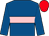 Royal blue, pink hoop, red cap (Mr & Mrs William Rucker)
