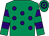 Emerald green, purple spots, hooped sleeves & cap (Aidan Gallagher)