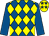 Royal blue & yellow diamonds, royal blue sleeves, yellow cap, royal blue stars (J O Browne)