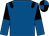 Royal blue, black epaulettes, black halved sleeves, quartered cap (J B Fahy)
