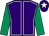 Purple, white seams, emerald green sleeves, purple cap, white star (Quango Syndicate)
