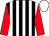 Black and white stripes, red sleeves, white cap (Jan And Peter Hopper)