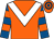 Orange, white chevron, royal blue and orange hooped sleeves, orange and royal blue hooped cap (Mr Stuart John Robinson)