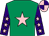 Emerald green, pink star, purple sleeves, pink stars, pink and purple quartered cap (Mr Lee Brooks)