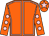 Orange, pink seams, orange sleeves, pink spots, orange cap, pink star (Mr Malcolm E Wright)