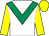 White, emerald green chevron, yellow sleeves & cap (Michael B Moore)