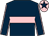 Dark blue, pink hoop, pink seams on sleeves, pink cap, dark blue star (Mrs T Walsh)