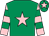 Emerald green, pink star, pink and emerald green hooped sleeves, emerald green cap, pink star (The Tribesmen)