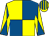 Yellow and royal blue (quartered), diabolo on sleeves, striped cap (Thesegirlscan Racing Club)