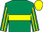 Emerald green, yellow hoop, striped sleeves, yellow cap (The Moore The Merrier)