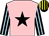 Pink, black star, black and light blue striped sleeves, black and yellow striped cap (Ms Jenny Matthews)