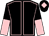 Black, pink seams, pink & black halved sleeves, black cap, pink diamond (C M Grech)