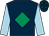 Dark blue, emerald green diamond, light blue sleeves, dark blue cap, emerald green stars (Three Swallows Partnership)