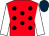 Red, black spots, white sleeves, dark blue cap (Mount Temple Three Syndicate)