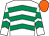 White & emerald green chevrons, orange cap (Diarmuid Deegan)