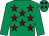 Emerald green, maroon stars, emerald green sleeves (Jeremy Dougall & Will Watt)