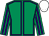 Emerald green, purple seams, striped sleeves, white cap (Taunton Racecourse Owners Club)