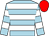 Pale blue, white hoops, crimson cap (Mrs Caroline Shaw)
