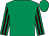 Emerald green, brown striped sleeves (Mrs P A Clark)