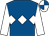 Royal blue, white triple diamond & sleeves, quartered cap (John Moore)