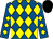 Royal blue and yellow diamonds, black cap (Celtic Contractors Limited)