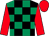 Black and emerald green check, red sleeves and cap (Mt Buckley & Brough Farm Racing Partne)