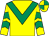 Yellow, emerald green chevron, chevrons on sleeves, quartered cap (Victor And Celia Goaman And Jenny Perr)