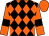 Black and orange diamonds, orange sleeves, black armlets, orange cap (Roll The Dice Racing)